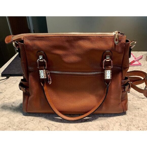 🆕Women Orange Brown Genuine Leather Purses and Handbags Tote Shoulder Bag - Picture 4 of 11